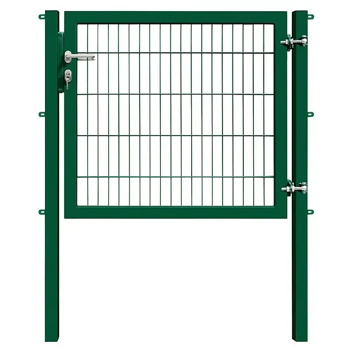 FA-Bausysteme Zauntor Industrietor - 1,2 x 1 m, Stahl, Moosgrün, 1-Flügel, Drahtstärke 6/5/6 mm - Grünes Gartentor aus Metall mit Schloss und Riegel für den sicheren Zugang zum Grundstück.