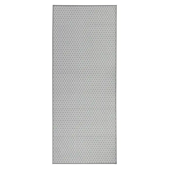 Teppichläufer Tralee - Grau, 300 x 80 cm, 100 % Polyamid - Grauer Läufer mit einem weißen Rautenmuster, ideal für Flure und Eingangsbereiche, die einen stilvollen und praktischen Akzent benötigen.