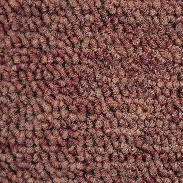 Flachgewebeteppich London - Terra, 200 x 200 cm, 100 % Polypropylen - Nahaufnahme eines Teppichs mit einer Textur aus kleinen Schlingen in warmen Rot- und Beigetönen.