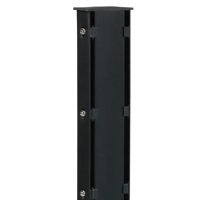 FA-Bausysteme Zaunpfosten Gabionen - Höhe: 240 cm, Anthrazit, Stahl, Passend für: Doppelstabmatten - Schwarze Säule mit Schrauben und Halterungen zur Befestigung. Ideal für den Innenbereich.