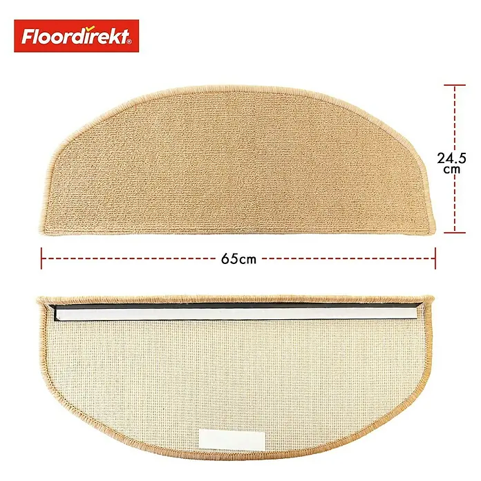 Stufenmatte London - 65 x 24,5 cm, Apricot, Halbrund - Halbmondförmiger Teppich für Treppenstufen mit den Maßen 65 cm x 24,5 cm für mehr Sicherheit und Komfort.
