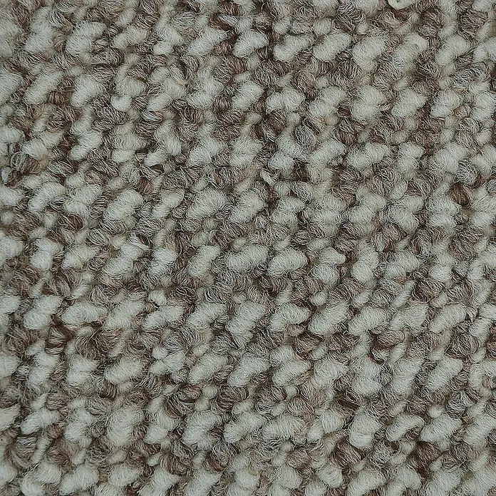Flachgewebeteppich Carlton - Grau/Beige, 200 x 200 cm, 100 % Polypropylen - Nahaufnahme eines Teppichs mit braunen und cremefarbenen Fasern, der eine weiche und einladende Textur zeigt.