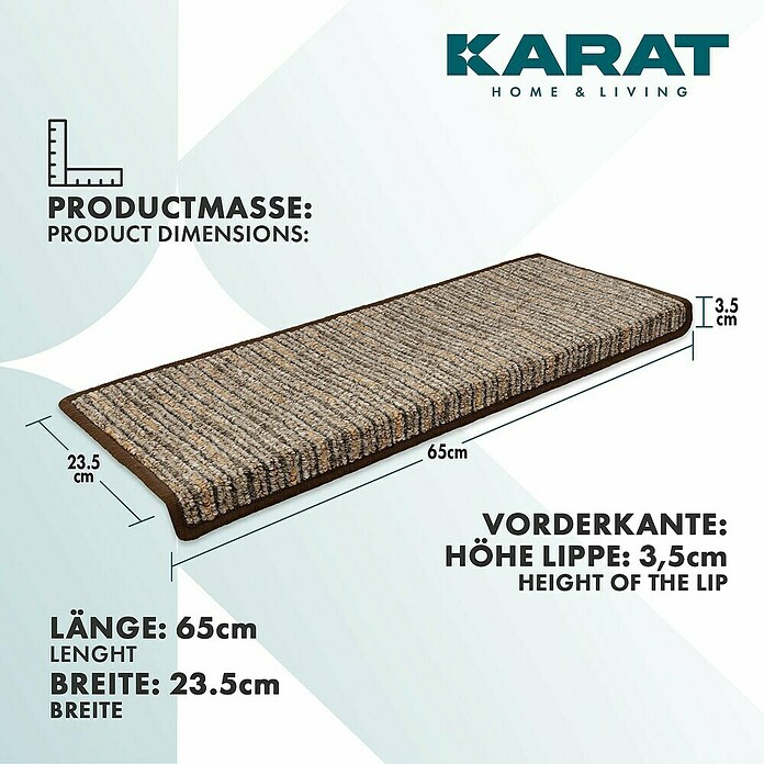 Stufenmatte Geneva (65 x 23,5 cm, Braun, Rechteck) | BAUHAUS