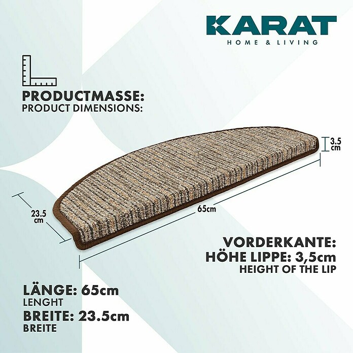 Stufenmatte Geneva (65 x 23,5 cm, Braun, Halbrund) | BAUHAUS