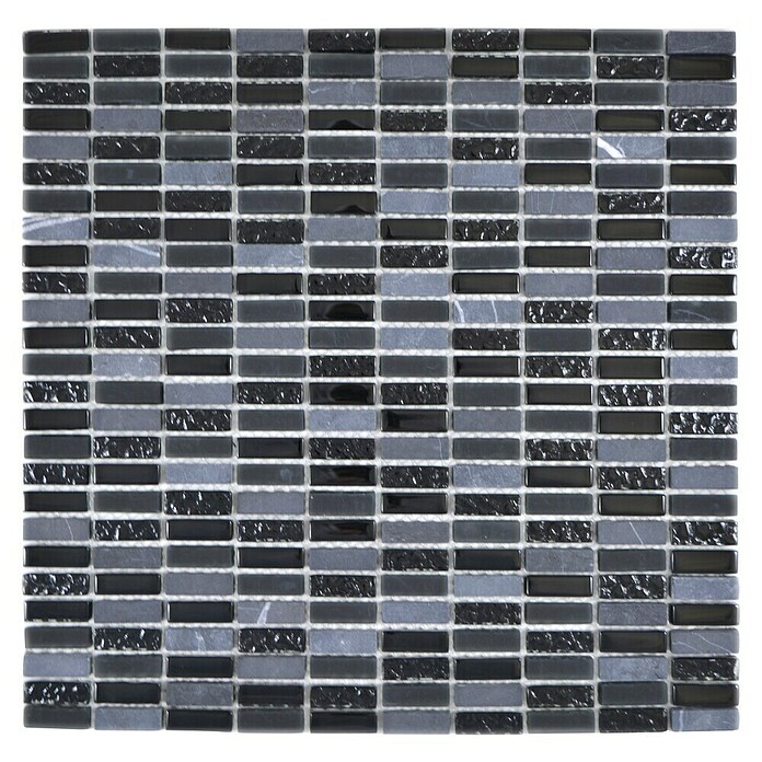 Mozaik pločica (31,3 x 31,8 cm, Sivo / crno, Sjajno)