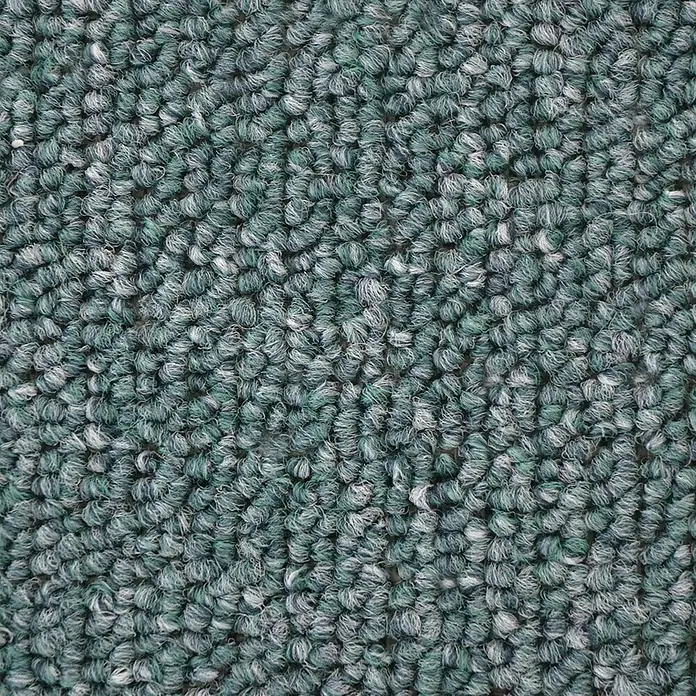 Flachgewebeteppich London - Grün, 100 x 100 cm, 100 % Polypropylen - Nahaufnahme eines Teppichs mit dichter, mehrfarbiger Textur in Grün- und Grautönen, ideal für gemütliche Innenräume.