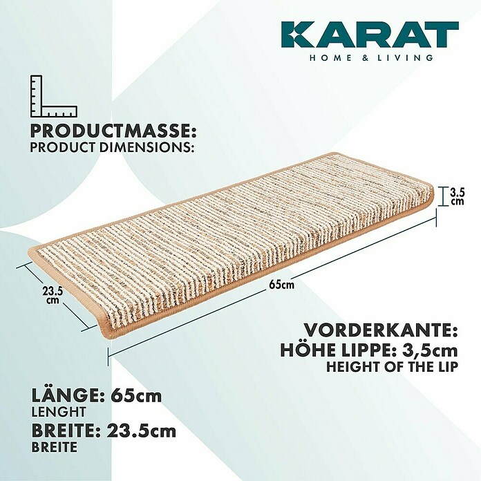 Stufenmatte Geneva (65 x 23,5 cm, Beige, Rechteck) | BAUHAUS