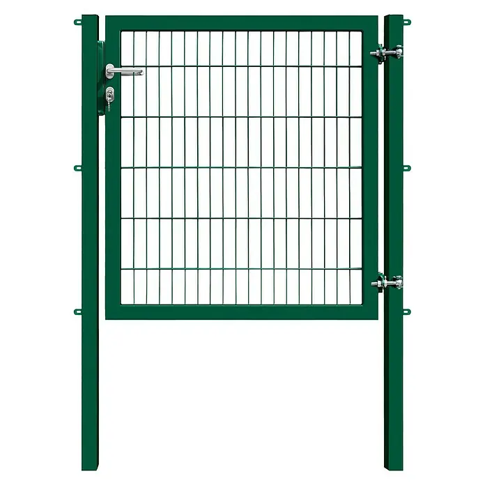 FA-Bausysteme Zauntor Industrietor - 1,2 x 1,2 m, Stahl, Moosgrün, 1-Flügel, Drahtstärke 8/6/8 mm - Grünes Metalltor mit stabilen Gitterstäben und sicherem Schloss für den Zugang zu Ihrem Grundstück.