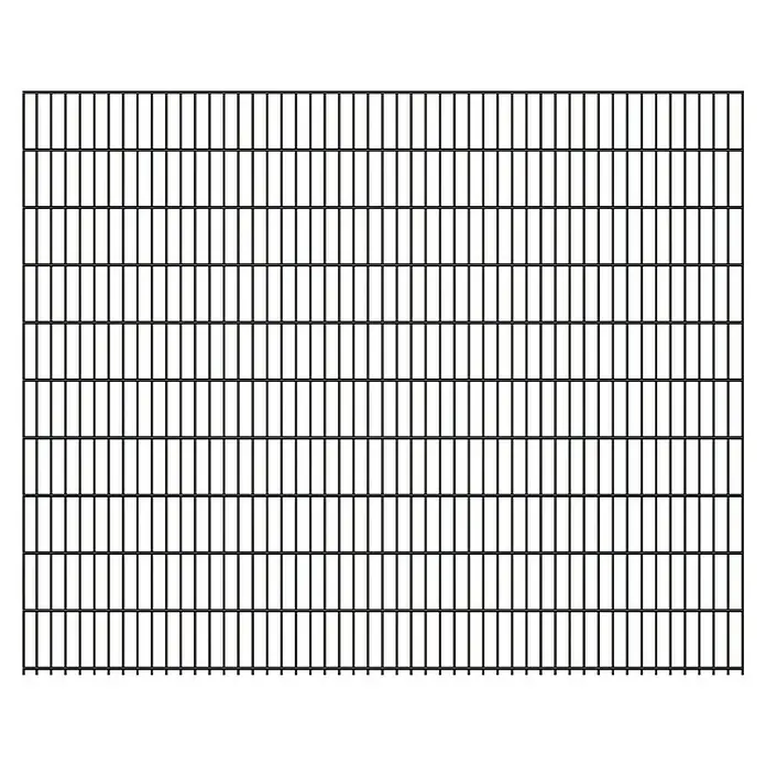 FA-Bausysteme Mattenzaun 6/5/6 mm - 250,8 x 200 cm, Anthrazit - Schwarzes Gitter mit schmalen rechteckigen Öffnungen. Das Produkt wirkt robust und ist ideal für industrielle Anwendungen.