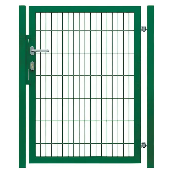 FA-Bausysteme Zauntor Vollrahmen - 1,5 x 1,6 m, Moosgrün, Stahl, 1-Flügel - Grünes Metallgittertor mit Griff und Schloss. Ideal für den Garten oder als Sicherheitszaun.