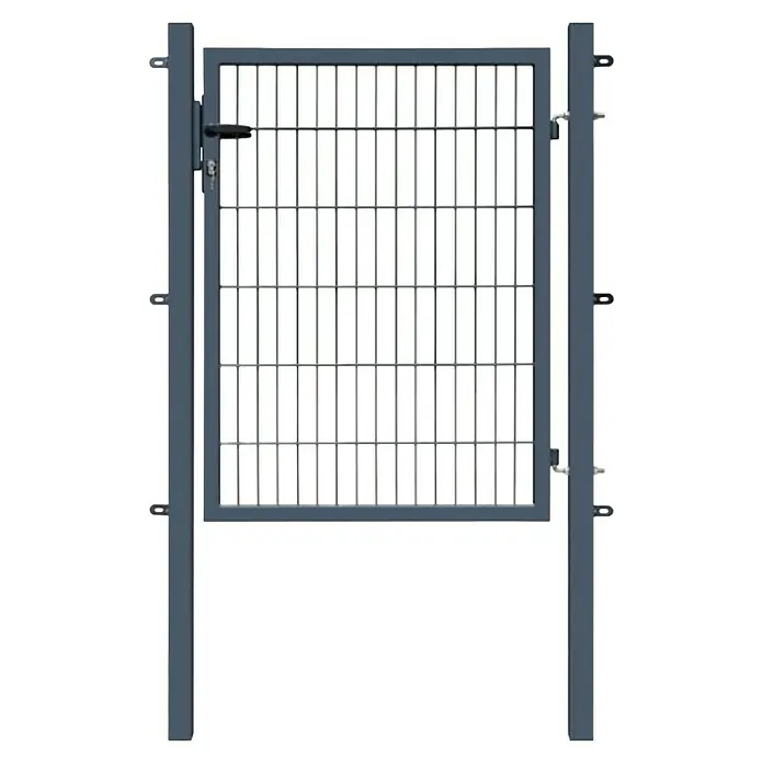FA-Bausysteme Zauntor Basic - 1 x 1,2 m, Stahl, Anthrazit, 1-Flügel - Ansicht eines grauen, rechteckigen Metalltors mit Gitterstäben, das einen sicheren und stilvollen Zugang zu Ihrem Grundstück bietet.