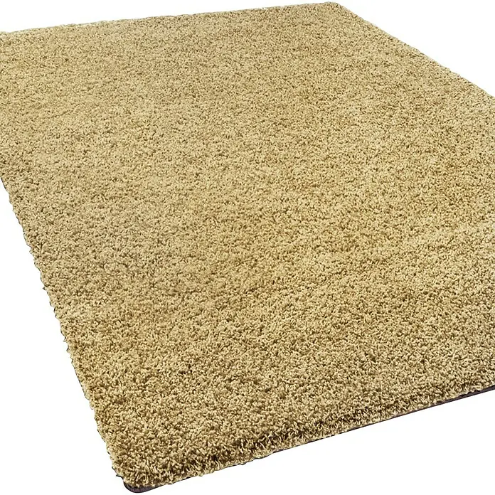 Hochflorteppich Barcelona - Beige, 200 x 200 cm, 100 % Polypropylen - Ein rechteckiger, beigefarbener Teppich mit hochflorigem, weichem Flor, der Komfort und Wärme ausstrahlt. Ideal für Wohnräume.