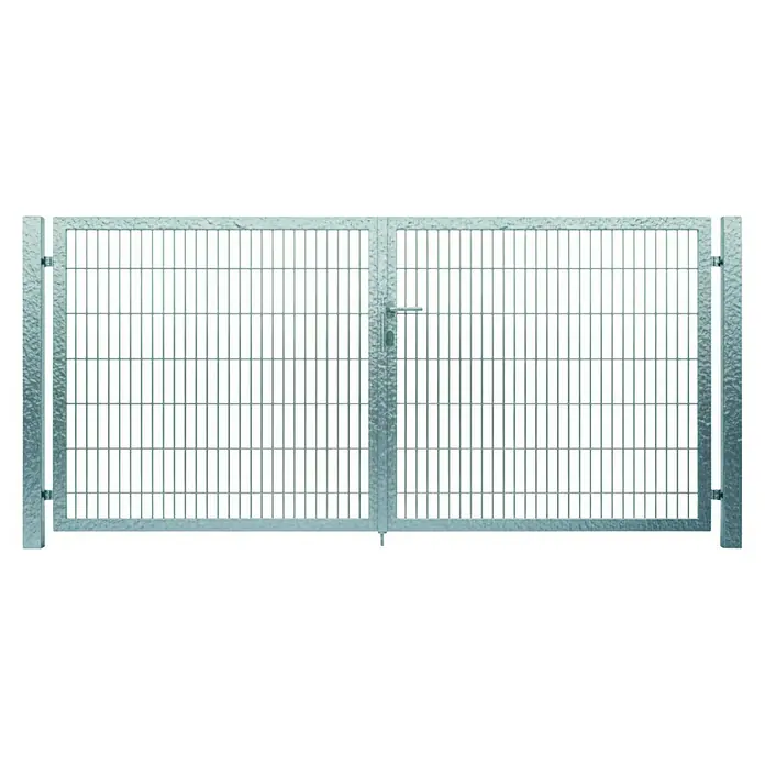 FA-Bausysteme Zauntor Vollrahmen - 2 x 1,4 m, Stahl, Zink, 2-Flügel - Doppeltor aus robustem Metallgitter, ideal für den Außenbereich. Das Tor bietet Sicherheit und einen stilvollen Zugang zum Grundstück.