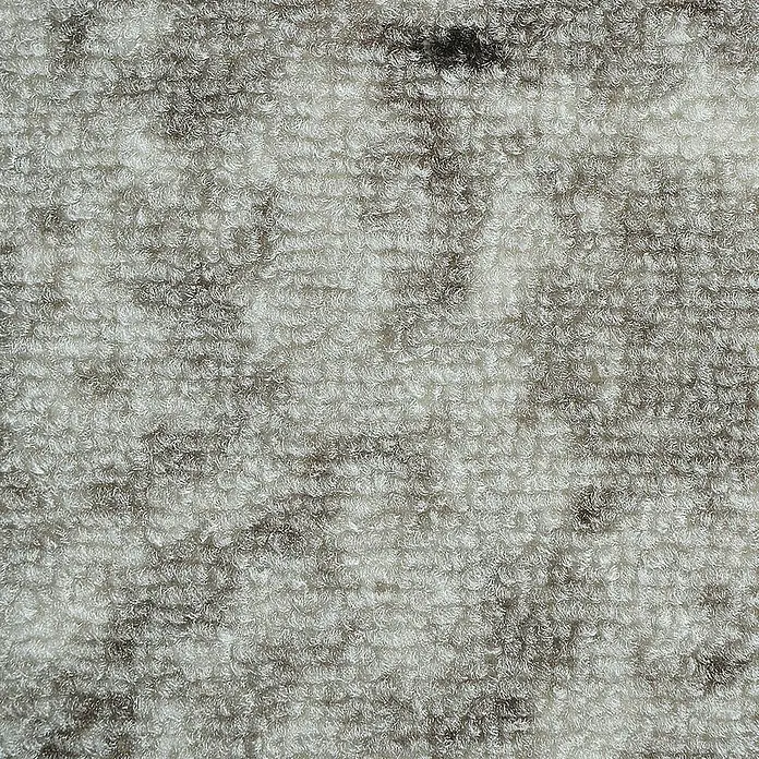 Teppichläufer Palau - Grau, 200 x 80 cm, 100 % Polyamid - Nahaufnahme eines Teppichs mit meliertem Muster. Die Textur ist dicht und flauschig, in Grau- und Weißtönen gehalten.