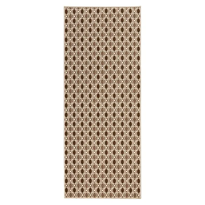 Teppichläufer Cork - Braun, 150 x 80 cm, 100 % Polyamid - Ein Teppich mit einem sich wiederholenden braunen und beigen Rautenmuster sorgt für einen stilvollen Blickfang.