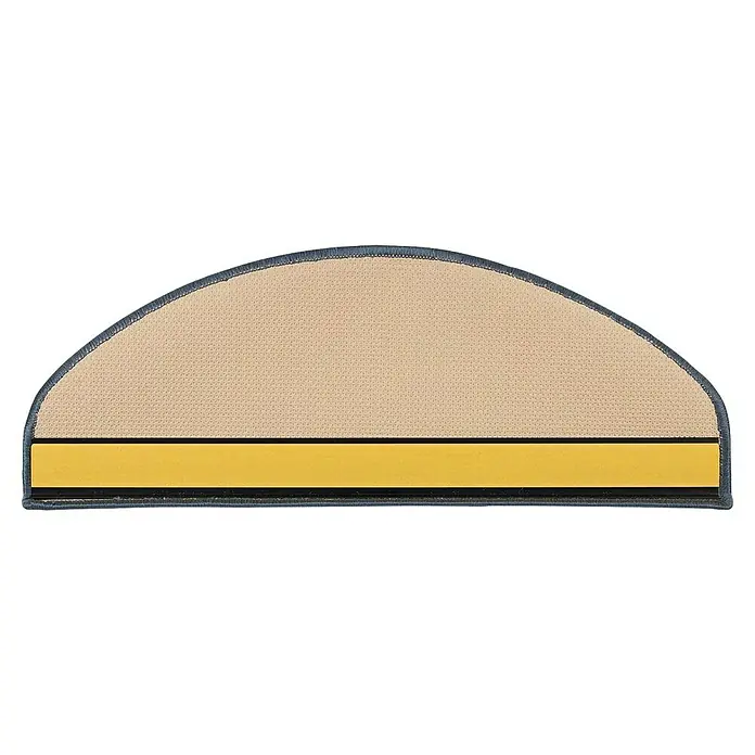 Stufenmatte Akzent - 65 x 23,5 cm, Grau, Halbrund - Abzeichen mit halbrunder Form, beige-farbenem Oberteil und einem gelben Streifen unten. Eine schlichte Uniform-Ergänzung.