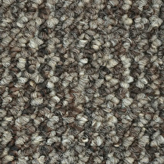 Flachgewebeteppich Carlton - Braun, 200 x 200 cm, 100 % Polypropylen - Nahaufnahme eines Teppichs mit einer Textur aus braunen und grauen Fasern, ideal für ein gemütliches Ambiente.