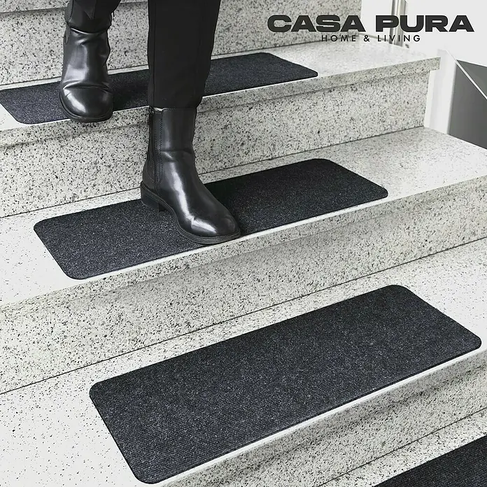 Stufenmatte Leipzig - 60 x 25 cm, 100 % Polypropylen, Anthrazit - Stilvolle Treppenmatten von CASA PURA Home & Living bieten mehr Sicherheit und Komfort beim Treppensteigen.