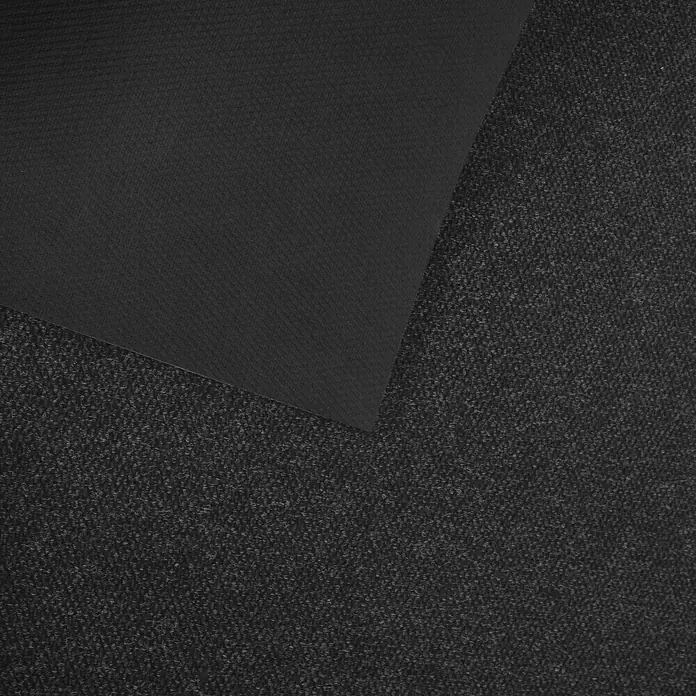 Schmutzfangmatte Hong Kong - Anthrazit, 1.100 x 200 cm, 100 % Polypropylen - Nahaufnahme einer schwarzen Automatte, die Robustheit und Funktionalität vereint, ideal für den Fahrzeuginnenraum.
