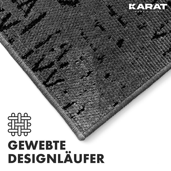 Teppichläufer Vena (Anthrazit, 450 x 80 cm, 65 % Baumwolle, 35 % Polyester) | BAUHAUS