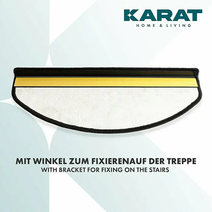 Stufenmatte Geneva - 65 x 23,5 cm, Anthrazit, Halbrund - Treppenmatte mit Halterung zur sicheren Befestigung auf Treppen für mehr Sicherheit im Haus.