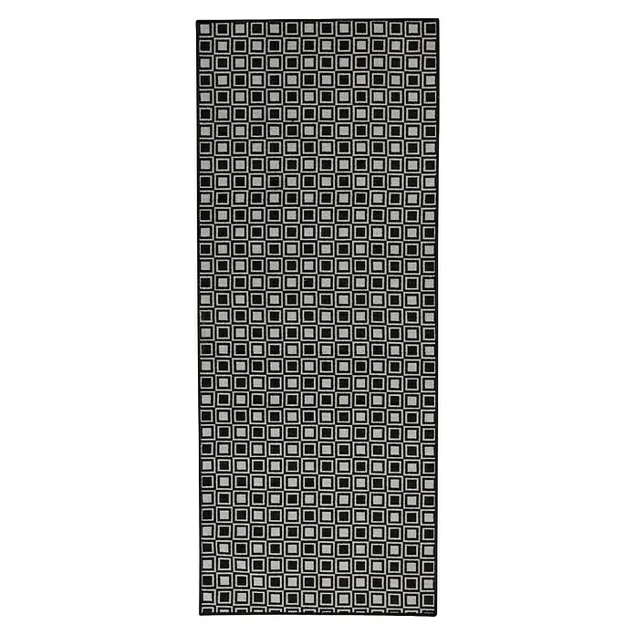 Teppichläufer Naas - Schwarz/Grau, 500 x 80 cm, 100 % Polyamid - Gemusterter Läufer mit einem schwarz-grauen Quadratmuster für einen stilvollen Akzent in jedem Raum.