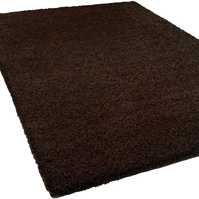 Hochflorteppich Barcelona - Dunkelbraun, 100 x 100 cm, 100 % Polypropylen - Brauner Teppich mit weicher Textur, ideal für Wohnzimmer oder Schlafzimmer. Er sorgt für Wärme und Komfort in jedem Raum.