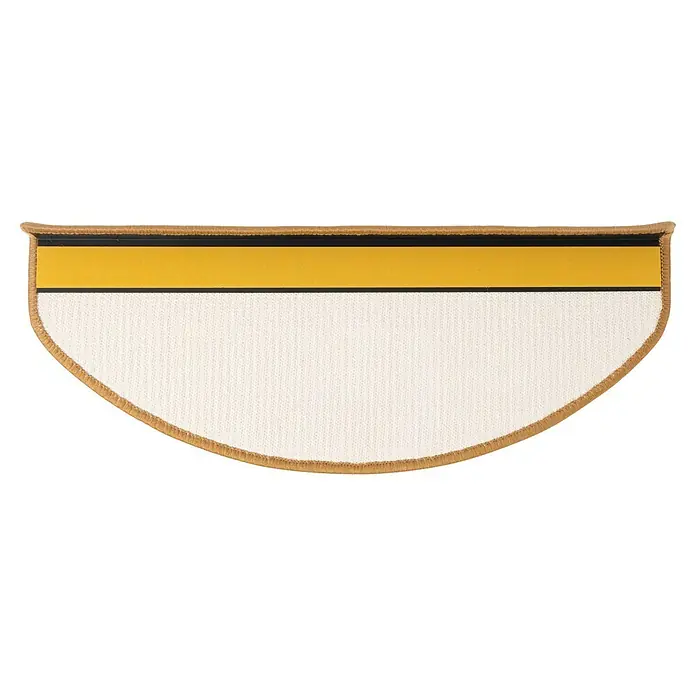 Stufenmatte Premium - 65 x 23,5 cm, 100 % Sisal, Natur - Halbkreisförmiger Teppich mit goldfarbenem Besatz und einem auffälligen gelben Streifen, der jedem Raum einen Hauch von Farbe verleiht.