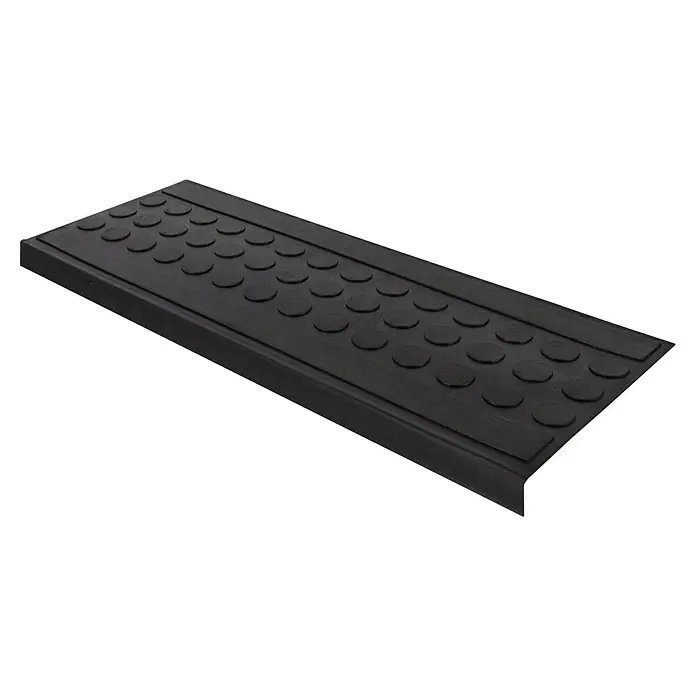 Stufenmatte Coin - 65 x 25 cm, 100 % Gummi, Schwarz - Schwarze Treppenstufe mit Noppen für mehr Halt und Sicherheit. Ideal für den Außenbereich, robust und rutschfest.