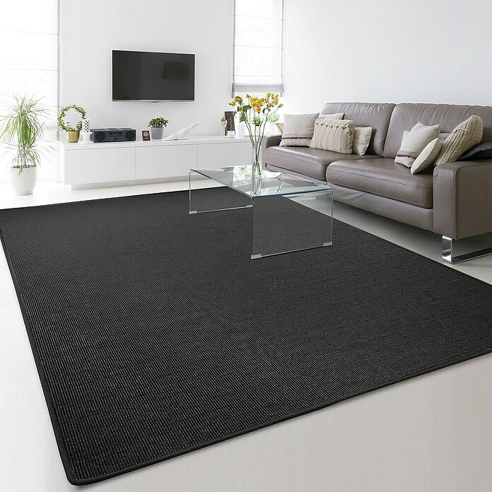 Flachgewebeteppich Sylt (Schwarz, 100 x 50 cm, 100 % Sisal) | BAUHAUS
