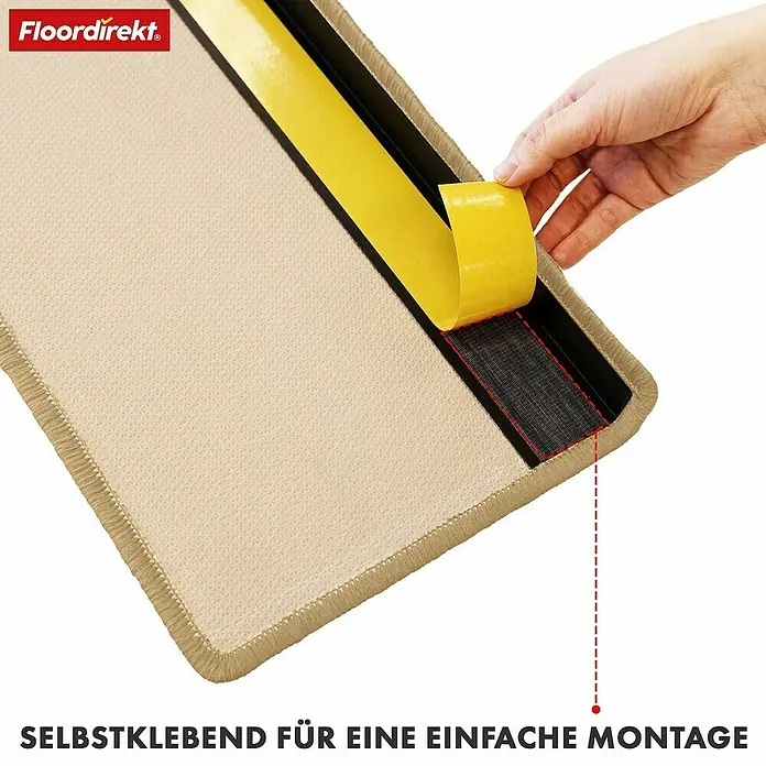 Stufenmatte Veneto - 65 x 23,5 cm, Beige, Rechteck - Selbstklebende Fußmatte von Floordirekt für eine einfache Montage. Ideal für den Innenbereich.