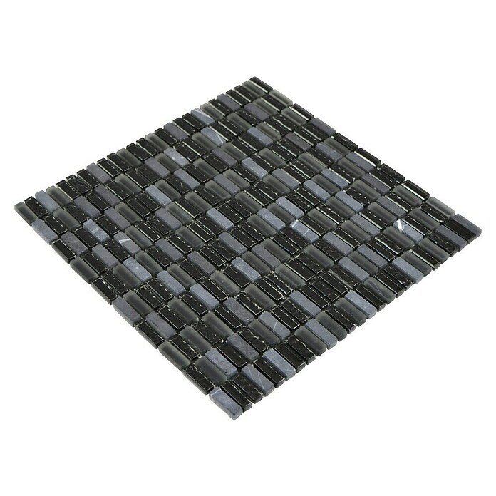 Mozaik pločica (31,3 x 31,8 cm, Sivo / crno, Sjajno)