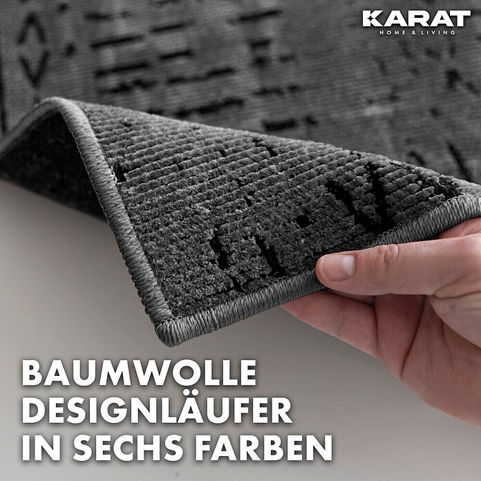 Teppichläufer Vena (Anthrazit, 450 x 80 cm, 65 % Baumwolle, 35 % Polyester) | BAUHAUS