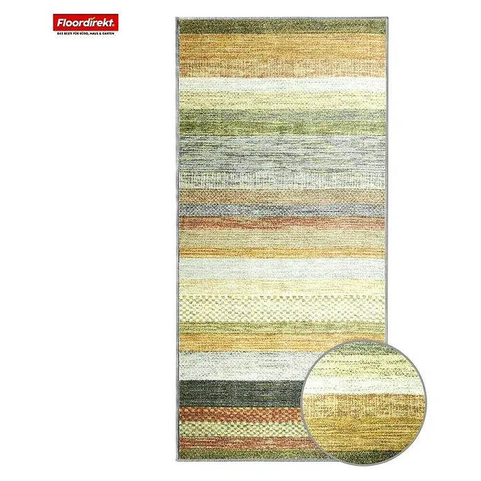 Teppichläufer Naxos - Beige/Rot, 400 x 80 cm, 100 % Polyamid - Dieser Teppich besticht durch sein modernes Streifendesign in harmonischen Farben. Ein echter Hingucker für jeden Raum!