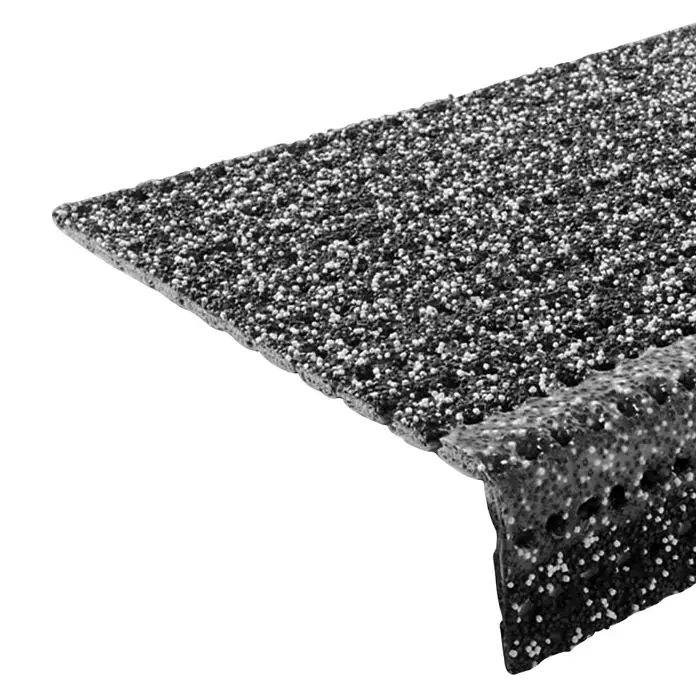 Stufenmatte - 73 x 25 cm, Grau - Nahaufnahme einer Dachrandabdeckung mit einer körnigen Textur, ideal für den Schutz von Dächern vor Witterungseinflüssen.