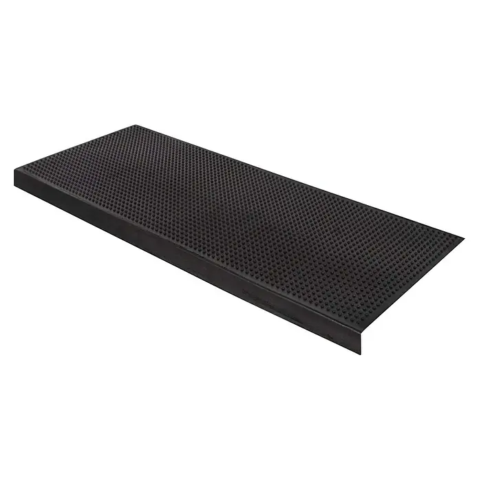 Stufenmatte Santi - 65 x 25 cm, 100 % Gummi, Schwarz - Schwarze Abtropfmatte aus Gummi mit Noppenstruktur für Bar oder Küche zur Ableitung von Flüssigkeiten und zum Schutz der Oberfläche.