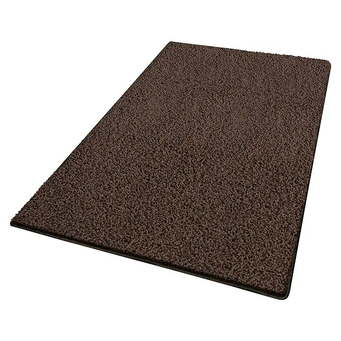 Hochflorteppich Barcelona - Dunkelbraun, 100 x 100 cm, 100 % Polypropylen - Brauner Teppich mit kurzer Faser.