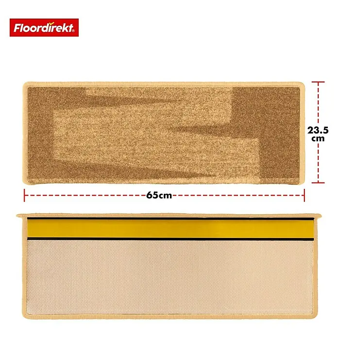Stufenmatte Veneto - 65 x 23,5 cm, Beige, Rechteck - Bild zeigt eine Treppenstufe von Floordirekt mit den Maßen 65 x 23,5 cm.