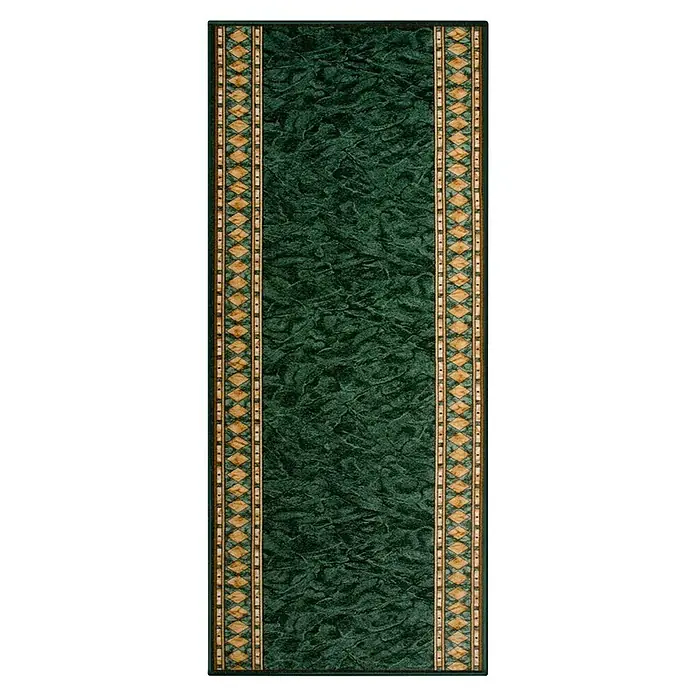 Teppichläufer Rügen - Grün, 100 x 80 cm, 100 % Polyamid - Elegante grüne Teppichbrücke mit dekorativem Bordürenmuster. Die perfekte Ergänzung für stilvolle Flure und Eingänge.