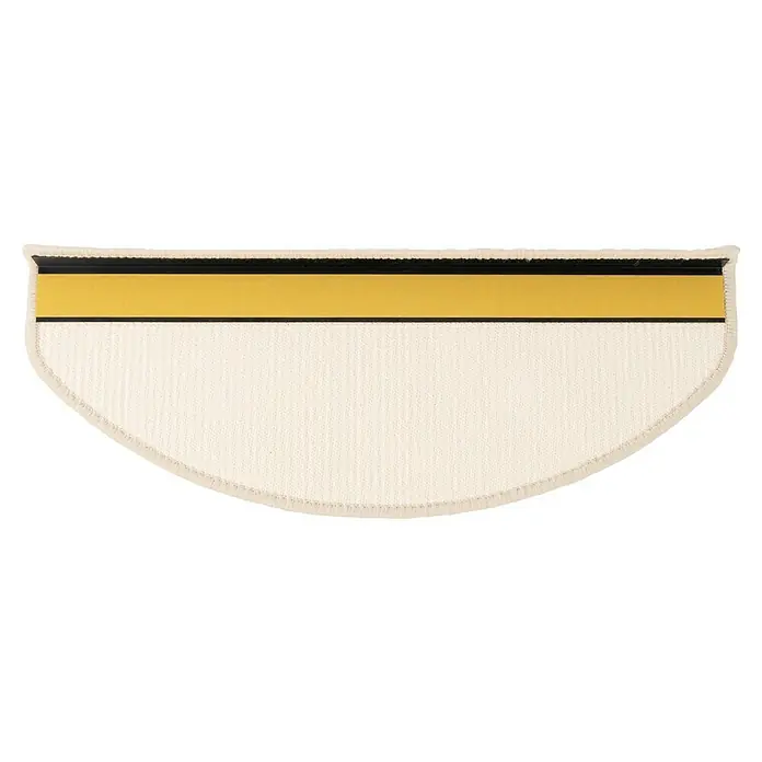 Stufenmatte Premium - 65 x 23,5 cm, 100 % Sisal, Elfenbein - Halbrunde Teppichstufe in Beige mit goldfarbenem Streifen und rutschfester Rückseite für mehr Sicherheit und Komfort auf Treppen.
