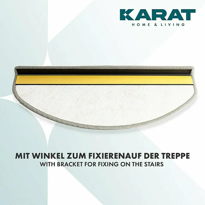 Stufenmatte Geneva - 65 x 23,5 cm, Silber, Halbrund - Treppenmatte von Karat Home & Living mit Halterung zur Befestigung auf der Treppe.