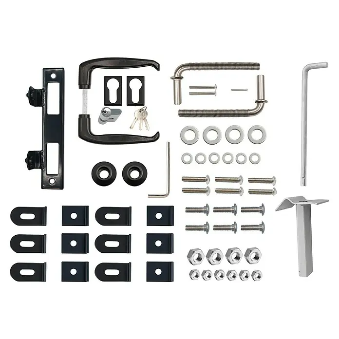 FA-Bausysteme Zauntor Basic - 1,2 x 1 m, Stahl, Anthrazit, 1-Flügel - Ein komplettes Set für ein Gartentor mit Griffen, Schloss und allen notwendigen Befestigungen, um das Tor sicher und stabil zu montieren.