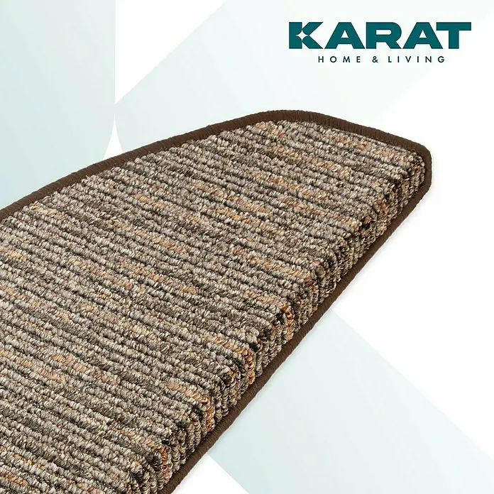 Stufenmatte Geneva - 65 x 23,5 cm, Braun, Halbrund - Brauner Teppichläufer von Karat Home & Living. Ein hochwertiger Teppich für ein stilvolles Zuhause.