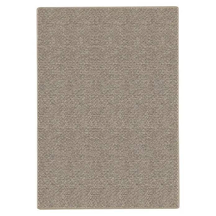 Flachgewebeteppich Kalkutta - Taupe, 100 x 100 cm, 83 % Polypropylen, 17 % Naturfaser - Nahaufnahme eines quadratischen Teppichmusters mit einer feinen, beigen Textur, ideal für minimalistische Innenräume.