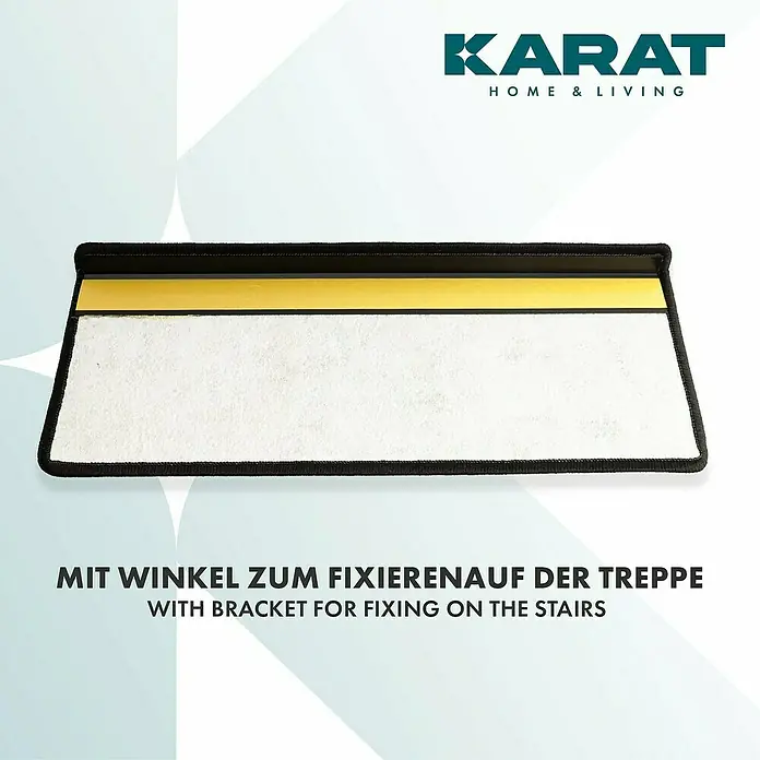 Stufenmatte Geneva - 65 x 23,5 cm, Anthrazit, Rechteck - Treppenmatte mit Winkel zur Fixierung auf der Treppe.