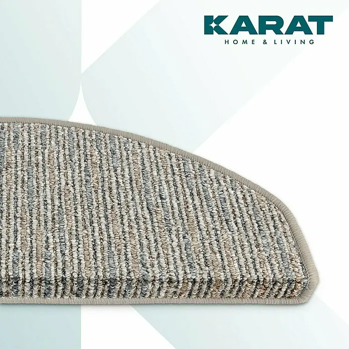 Stufenmatte Geneva - 65 x 23,5 cm, Silber, Halbrund - Ein Teppichläufer von Karat Home & Living in einem melierten Design. Ideal für Treppen und Flure, um den Wohnraum stilvoll aufzuwerten.