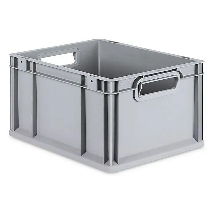 Proregal Euroboxen-Set 5x Eurobox NextGen Grip mit Auflagedeckel inkl. 4 schwarzen Verschlüssen - L x B x H: 40 x 30 x 22 cm, Kunststoff, Grau, 5 Stk. - Graue Kunststoffbox mit praktischen Tragegriffen, ideal zur Aufbewahrung und zum Transport von Gegenständen.