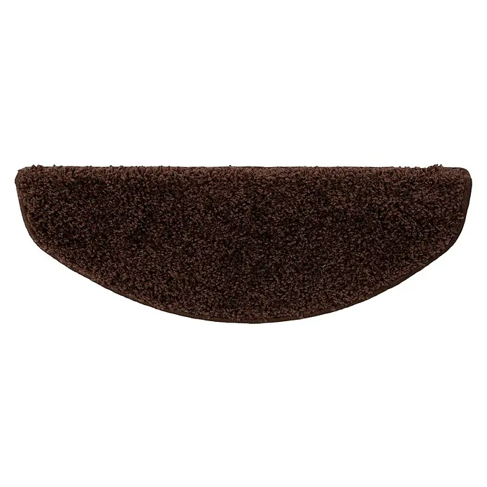 Stufenmatte Shaggy - 65 x 23,5 cm, Dunkelbraun, Halbrund - Halbmondförmiger, brauner Teppich mit Shaggy-Flor. Schützt den Boden und sorgt für eine warme Atmosphäre.