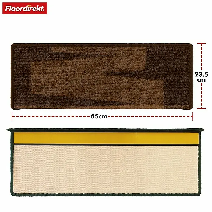 Stufenmatte Veneto - 65 x 23,5 cm, Braun, Rechteck - Produktbild einer braunen Treppenmatte mit den Maßen 65cm x 23,5cm, ideal für mehr Sicherheit und Komfort auf Treppen.