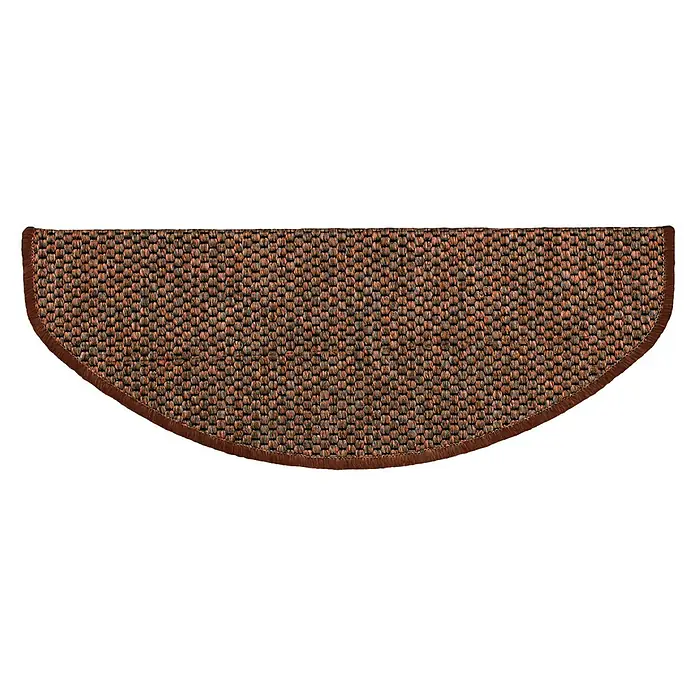 Stufenmatte Kalkutta - 65 x 23,5 cm, Braun, Halbrund - Halbkreisförmiger brauner Teppich mit gewebter Textur und dekorativer Fransenbordüre, ideal zur Aufwertung jedes Wohnbereichs.